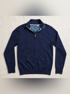 Robert Graham Navy Zip-Neck Sweater